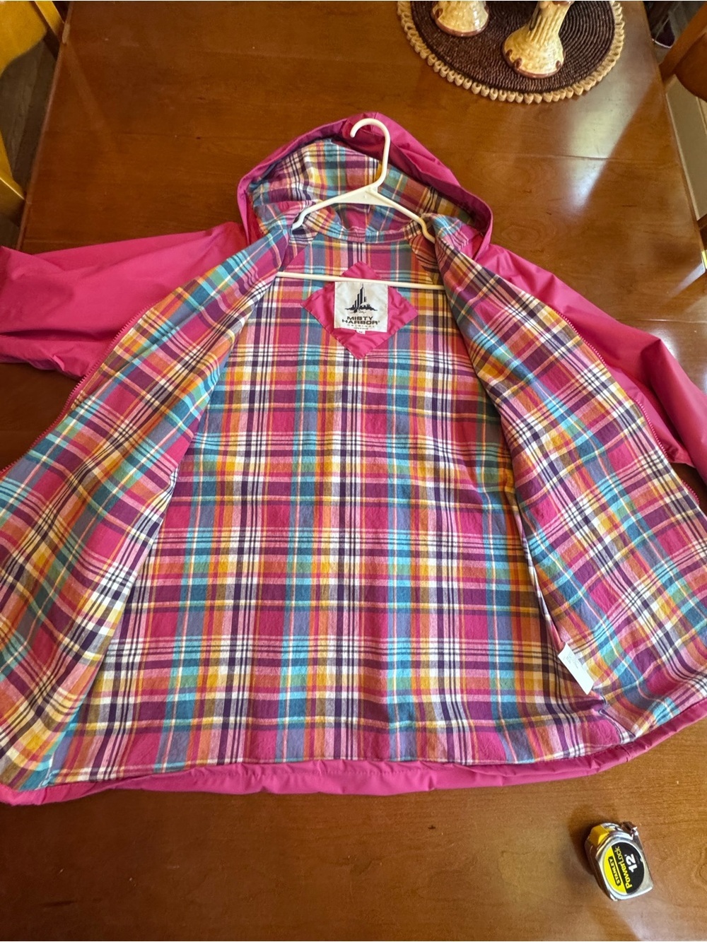 Misty Harbor Rain Jacket Plaid Cotton lined Hooded Size M - Picture 10 of 11